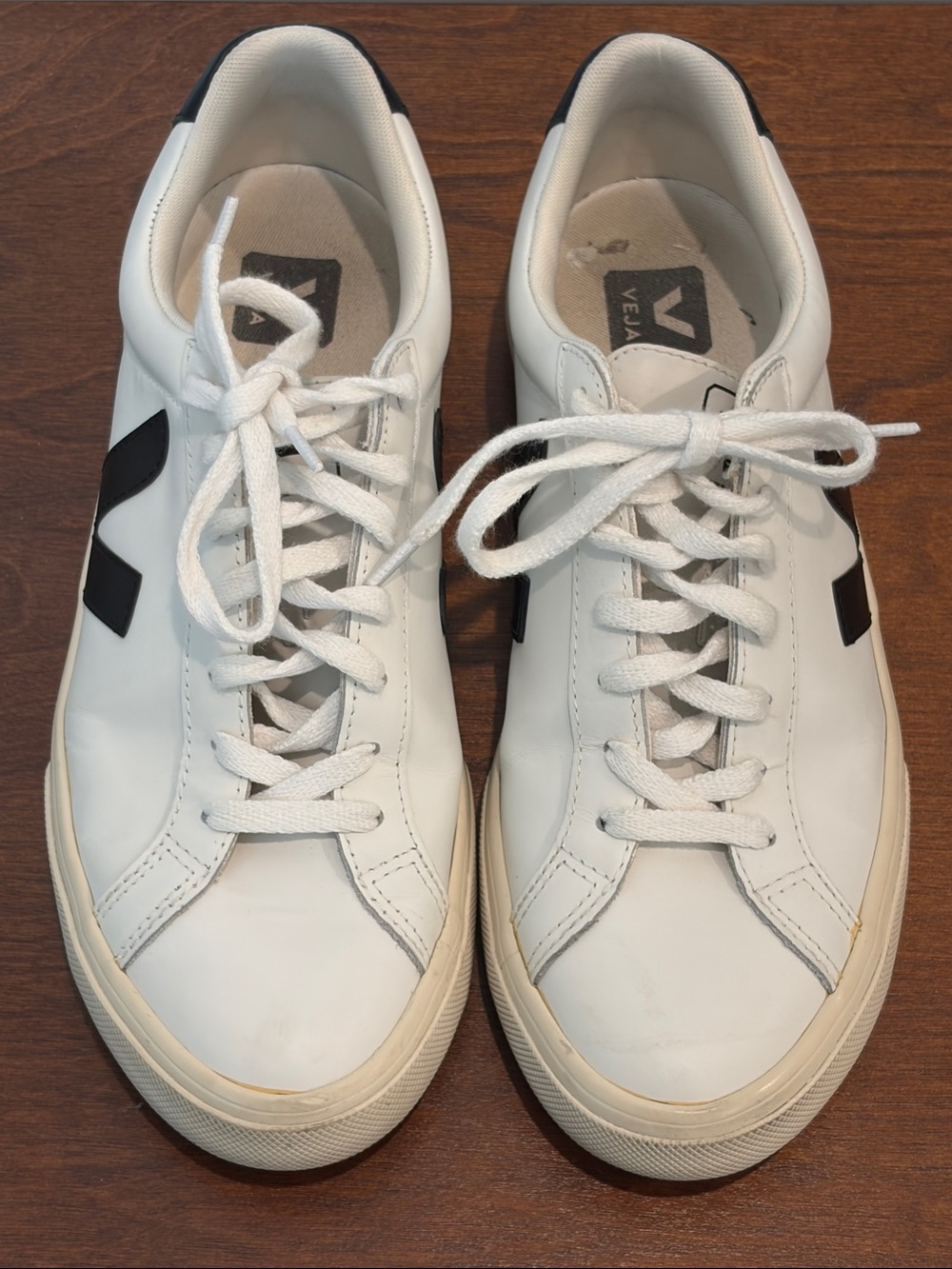Veja White Sneakers with Black V Accent